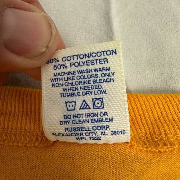 Russell Athletic Mens NuBlend Henley Short Sleeve T Shirt Yellow Size M Casual - Picture 4 of 4